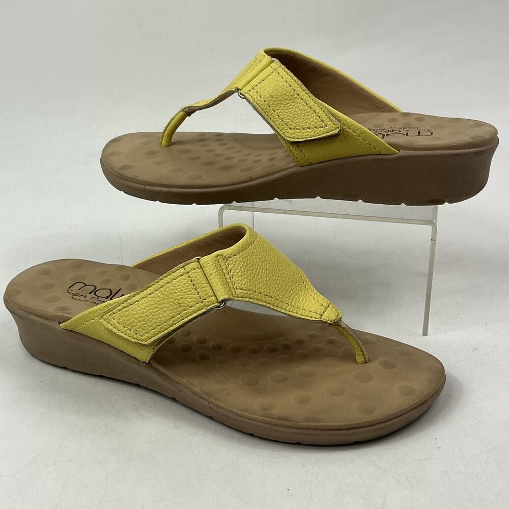 Malu Womens Thong Sandals Size 7 Yellow Super Comfort Wedge Flip Flops Brazil